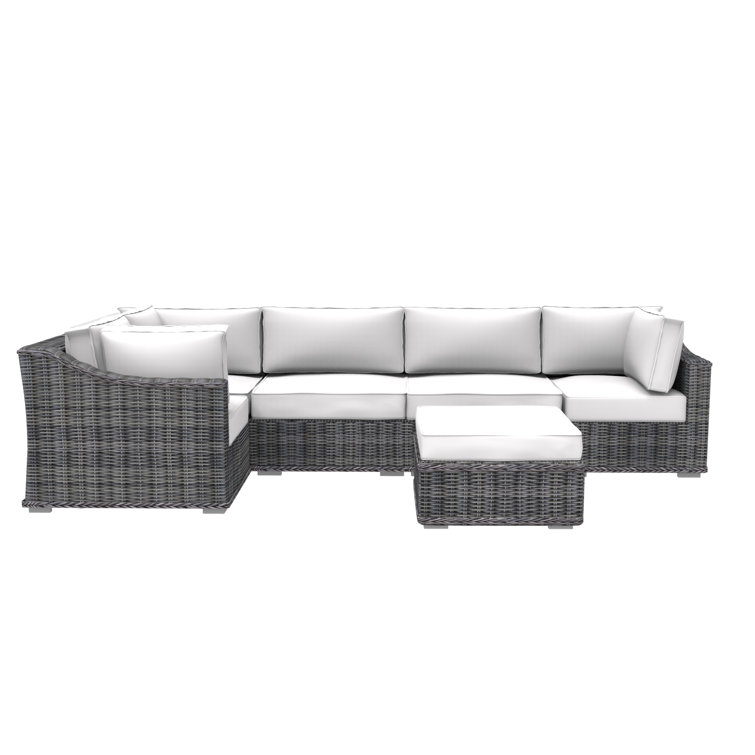 Cozy Corner Patios Luxury Series Garden Furniture 5 Seater Deep Seating Sectional Patio Furniture 6 Piece Outdoor Sectional with Middle Sofa Cor